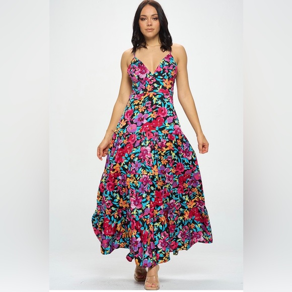 176 Floral Print Maxi Dress - Picture 3 of 7